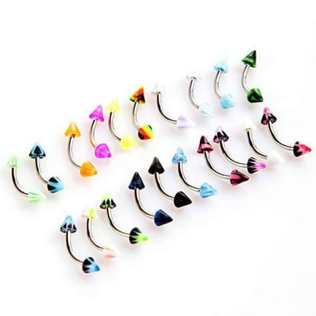 - Girl12Queen 20 Pcs Stainless Steel Ball Barbell Curved Eyebrow Rings Bar Tragus Ear Piercing