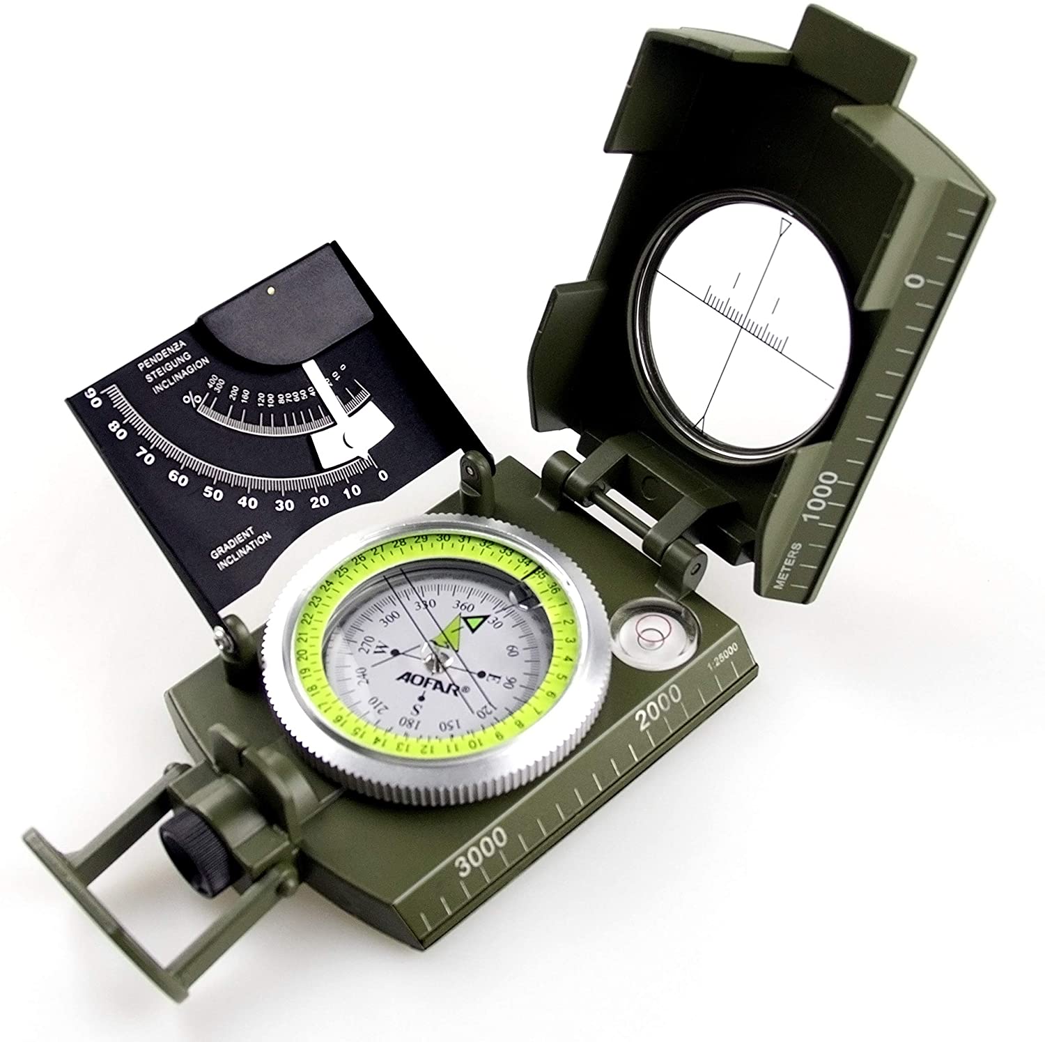 Professional Waterproof Pockets Compass for Military Army Sighting Inclinometer!