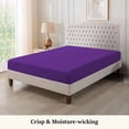 thumbnail image 2 of Fitted Sheet + Pillowcase Set 800 Thread Count 100% Egyptian Cotton 3-Piece ( 1-Fitted + 2-Pillowcase ) California King Size (72" x 84") Inch 30-Inch Deep Pocket, All-Around Elastic Purple Stripe, 2 of 6
