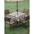 thumbnail image 4 of Outdoor Tablecloth with Umbrella Hole for Patio/Picnic/Party/Camping, Purple Green Botanical Waterproof Table Cloth Square Cover Washable, Watercolor Spring Floral Summer (54"x 54"), 4 of 8