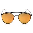 thumbnail image 3 of grinderPUNCH Slim Round Flash Yellow Orange Mirror Lens Black Metal Frame Sunglasses, 3 of 5