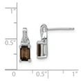 thumbnail image 2 of 925 Sterling Silver Polished Post Diamond and Smoky Quartz Earrings 13x5mm Wide Stud Earring for Women, 2 of 2