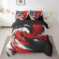 thumbnail image 2 of Feelyou Artwork Geometric Twin Bedding Sets 7-Piece for Adult, Retro Oil Printing Bedding Comforter Set, Black Red Abstract Reversible Sheet Sets, Luxury Bedroom Decor, 2 of 7