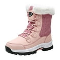 thumbnail image 4 of Waterproof Winter Snow Boots for Women Fleece Lined Warm Lace up Mid Calf Trekking Hiking Booties, 4 of 8
