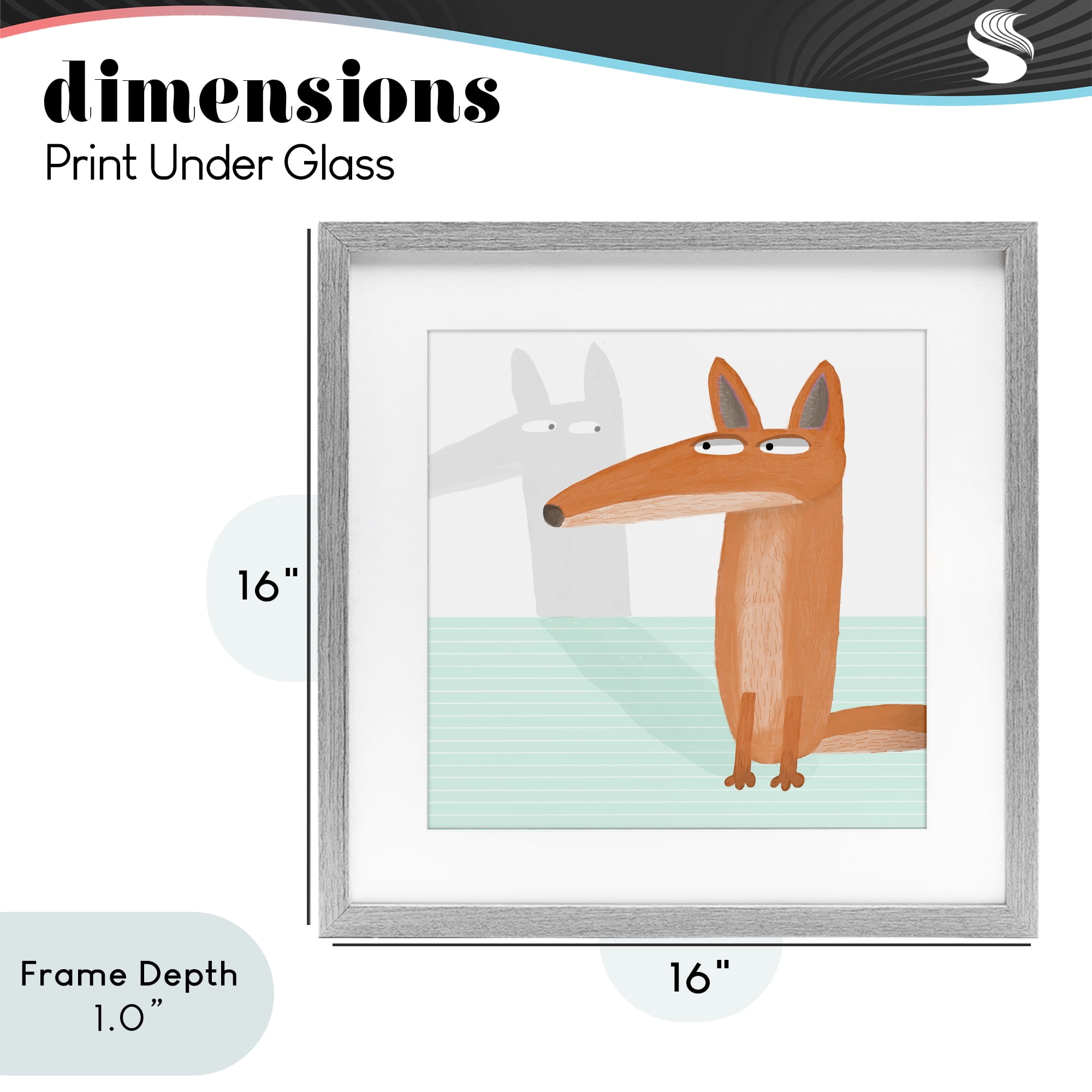 Stupell Industries Whimsical Fox Shadow Gray Framed Print Under Glass, design by Carla Daly