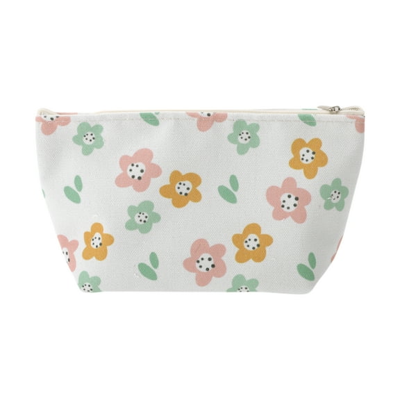 Unique Bargains 1 Pc Durable Print Makeup Bag Beige Polyester
