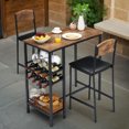 thumbnail image 2 of Juego de Mesa de Bar para 2 Personas con Almacenamiento - Mesa Rectangular y 2 Sillas Altas, Marrón, 2 of 17