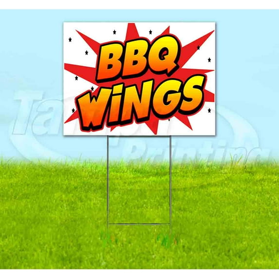 Wbg Bbq Wings (18" x 24") Yard Sign, Includes Metal Step Stake