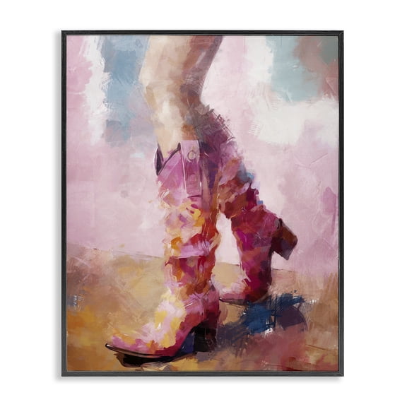 Stupell Industries Contemporary Abstract Pink Cowgirl Boots Black Framed Giclee Art, 11 x 14, by Ziwei Li