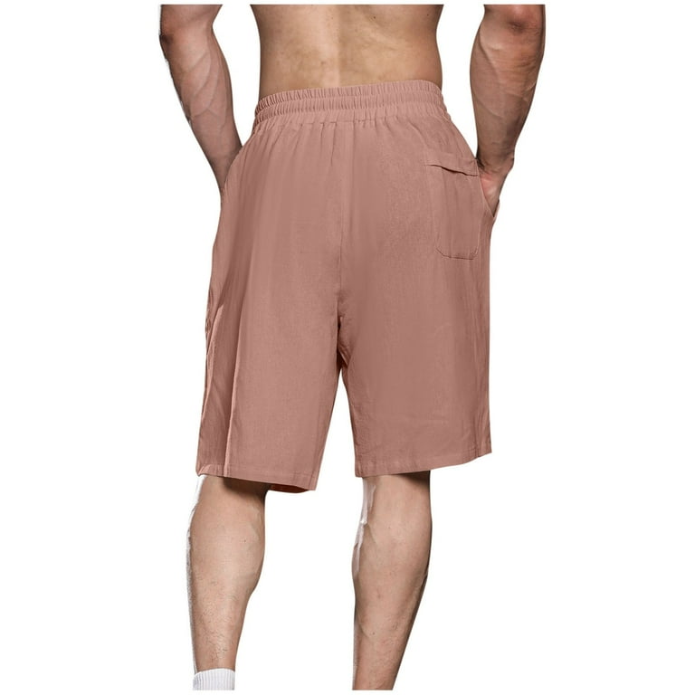 ZRGHAOYLQ Mens Cotton Linen Shorts Drawstring Elastic Waist Comfy
