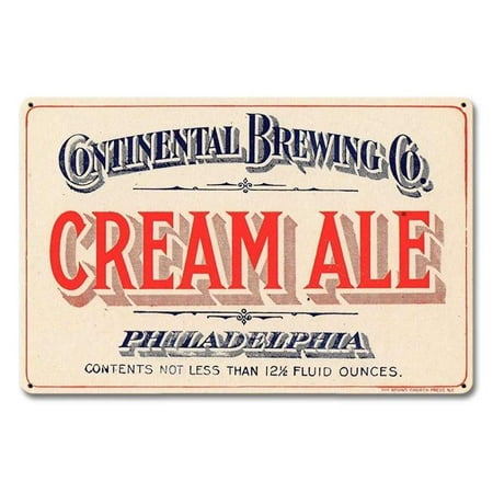 

Pasttime Signs AMI043 18 x 12 in. American Ikons Continental Brewing Co Cream Ale Satinvintage Sign