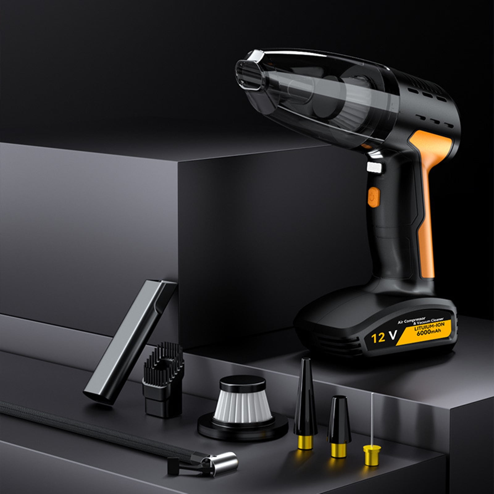 4-in-1 Handheld Car Vacuum Cleaner with Tire Inflator, 8000Pa Suction Power, Portable Vacuum for Car, Home, Office, and Pet Hair