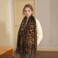thumbnail image 5 of Jiibva Leopard Tassels Scarf Lady Oversized Long Soft Warm Wrap Shawl Windproof Winter Neck Warmer Animal Print Scarves for Women, 5 of 7