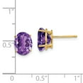 thumbnail image 3 of Real 14kt Yellow Gold 9x7mm Oval Amethyst Earrings; for Adults and Teens; for Women and Men, 3 of 3