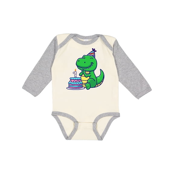 Inktastic T-rex 1st Birthday Boys or Girls Long Sleeve Baby Bodysuit