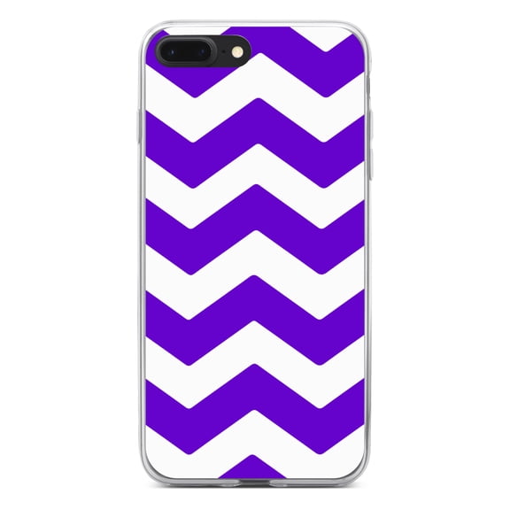 DistinctInk Clear Shockproof Hybrid Case for iPhone 7 PLUS / 8 PLUS (5.5" Screen) - TPU Bumper, Acrylic Back, Tempered Glass Screen Protector - Purple White Stripes - Stripes Pattern