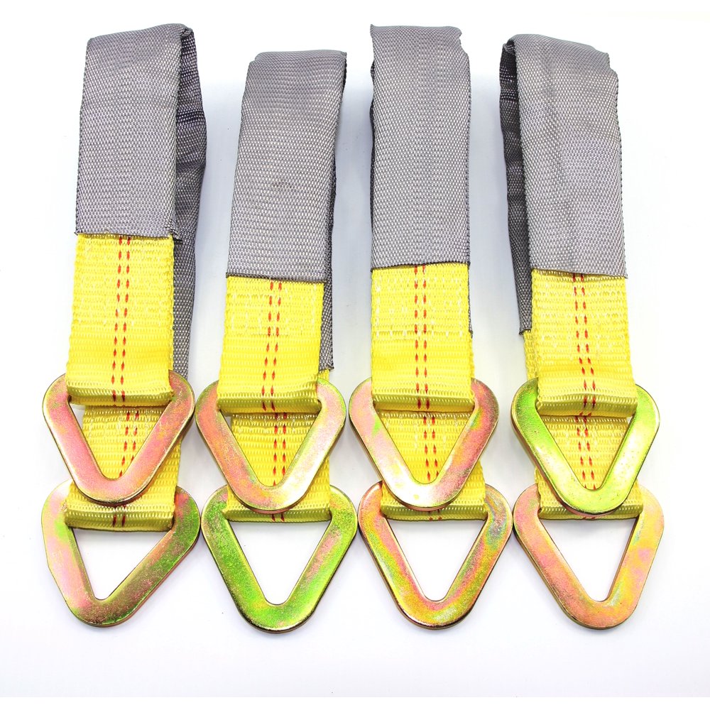(Pack of 4) 24" Tied Down Axle Straps with Protective Sleeve and Delta