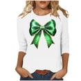 thumbnail image 2 of Jsaierl Womens St Patrick's Day Shirts Green Four Leaf Clover Graphic Tshirts Funny 3/4 Sleeve Pullover Blouses Irish Outfit Crewneck Gifts Tops, 2 of 5