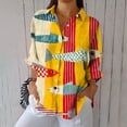 thumbnail image 2 of Charella Women's Button down Shirts Fashion Cute Printed Long Sleeve Collar Tops Casual Loose Fit Blouses (2XL, Orange 1), 2 of 5