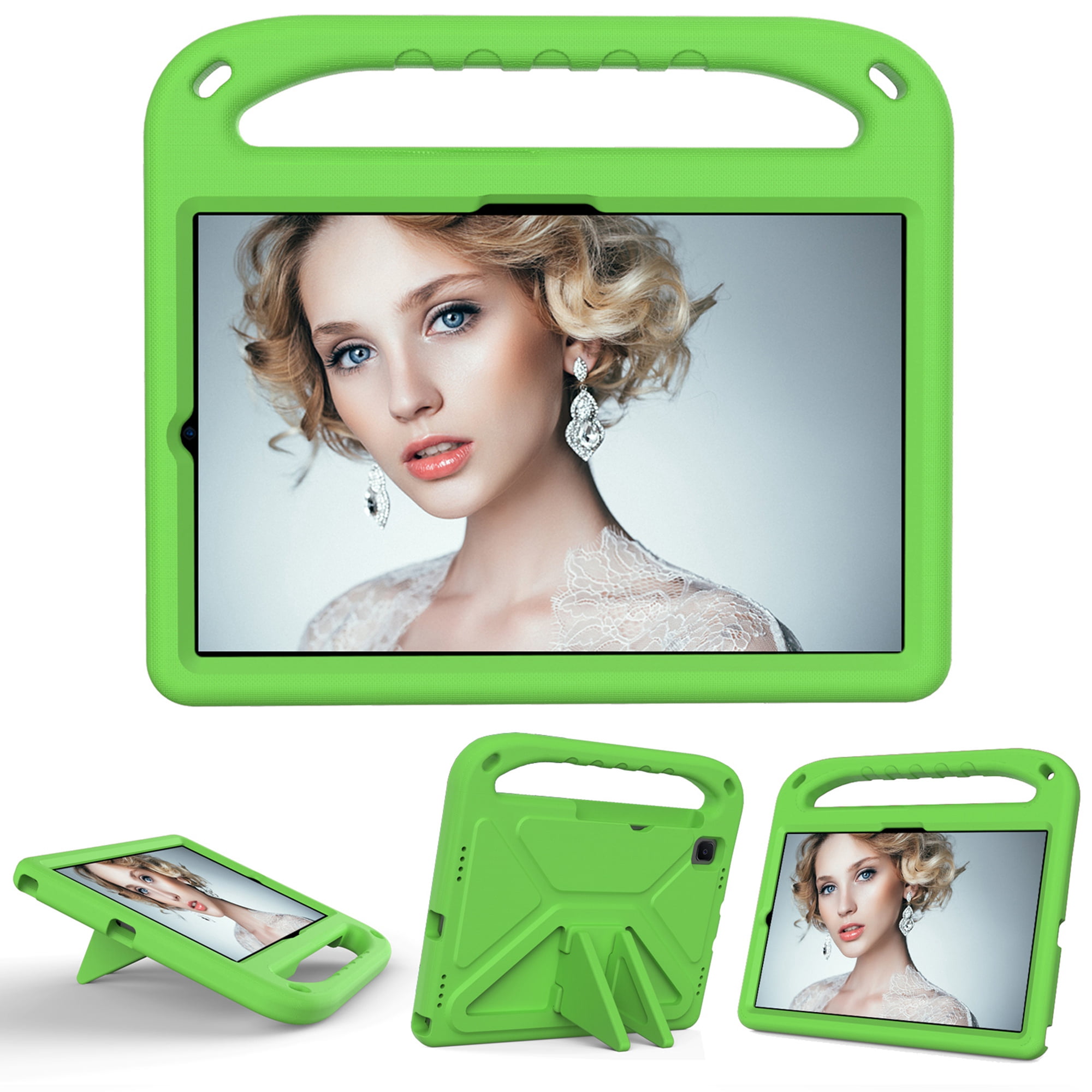Dteck Kids Case for Samsung Galaxy Tab A7 10.4" / Tab S6 Lite 10.4" / Tab S6 10.5" / Tab S5e 10.5", Lightweight Silicone Childproof Case Built-in Handle Stand for Samsung T500/P610/T720/T860, Green