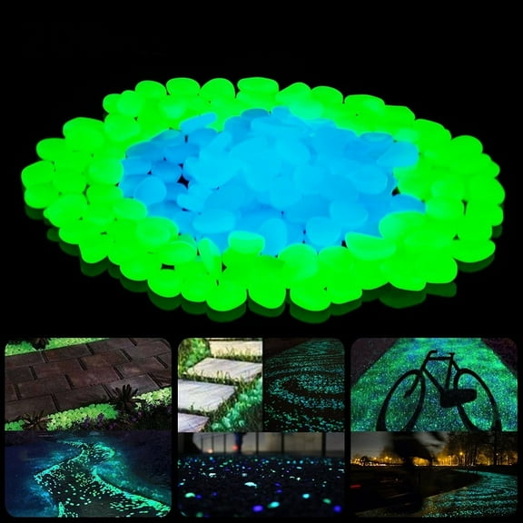 Willstar 200Pcs Luminous Pebbles Stones,Luminous Stones Glow in The Dark Garden Pebbles Rocks for Home Outdoor Walkways Garden Path Patio Lawn Garden Yard Fish Tank Decor Mix Color