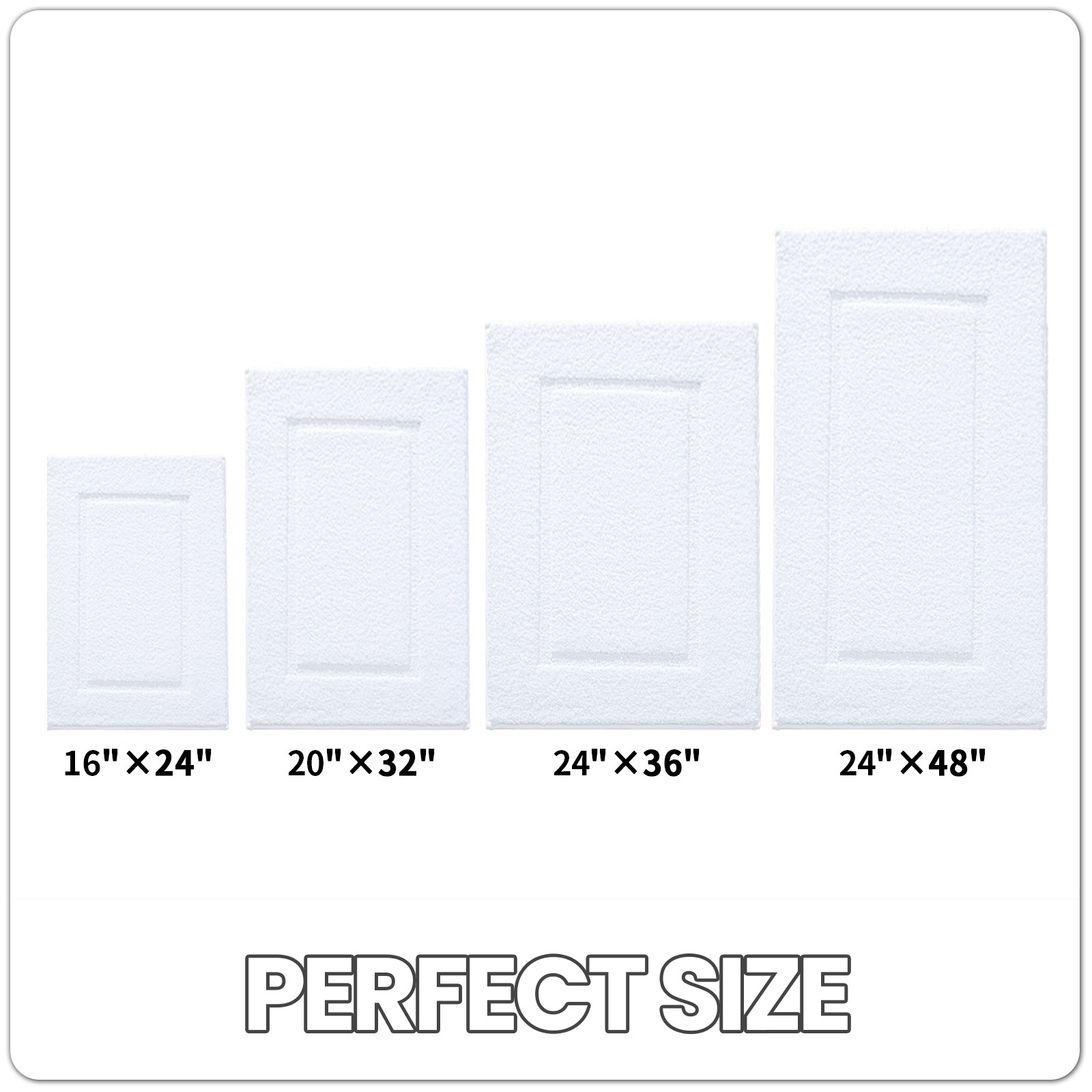OEAKAY Soft and Plush Non-Slip White Microfiber Bath Rug, 24" x 16", Super Absorbent