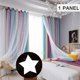 thumbnail image 1 of UKAP Ojales Blackout Cortina de ventana Aislamiento térmico Habitación Panel de cortina de oscurecimiento Doble capa Hueco Estrella Niños Tratamientos de ventana Cortinas de ventana, 1 of 8