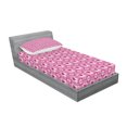 thumbnail image 2 of Ambesonne Abstract Fitted Sheet & Pillow Sham Set, Heart and Flowers Petals, Twinxl, Pale Pink and Magenta, 2 of 2