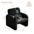 thumbnail image 3 of Corduroy Fabric Accent Chair, Modern Upholstered Living Room Chairs with Lumbar Pillow, Wide Comfy Leisure Armchair for Bedroom, Office, Reading, Black, 3 of 9