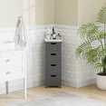 thumbnail image 5 of SuperDeal 4-Drawer Bathroom Storage Cabinet – Freestanding Wood Organizer Waterproof Small Side Cabinet for Home Living Room, Gray, 5 of 16