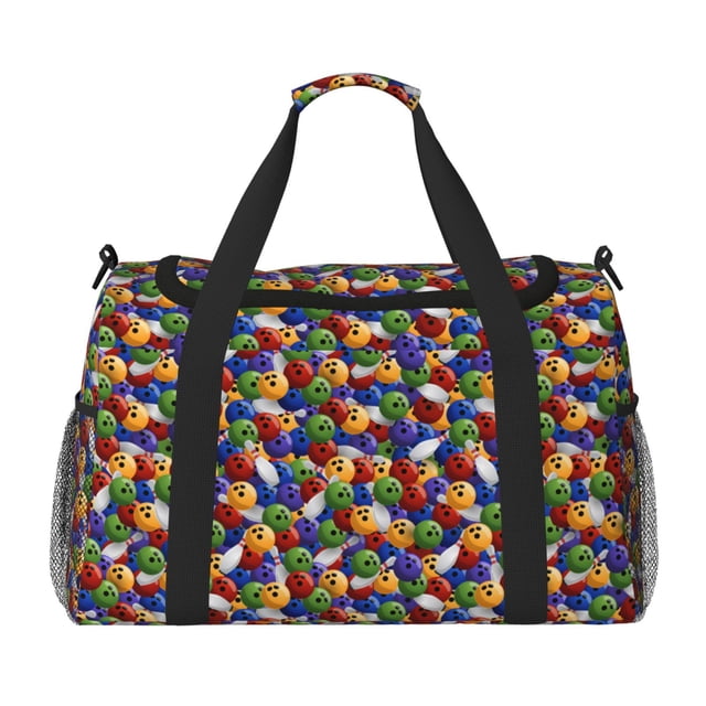 Balery Bowling Colorful Bolsa de Gimnasio para Mujeres, Bolsa de Viaje con Bolsillo Húmedo, Bolsa de Fin de Semana para Mujeres, Bolsa de Viaje Resistente al Agua