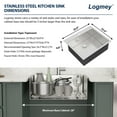 thumbnail image 4 of Logmey Stainless Steel Drop In Kitchen Sink 25x22 Inch Topmount Brushed Nickel Kitchen Sink Bar Sink, 4 of 9