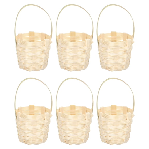 WEUVEB Set of 6 Beige Easter Baskets, Hand-Woven Storage Baskets for Holiday Decor and Organization