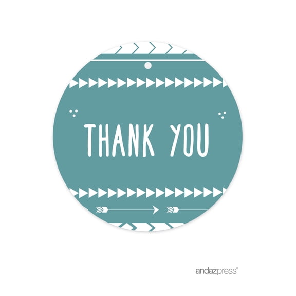 Thank You  Boho Chic Tribal Birthday Round Circle Gift Tags, 24-Pack