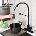thumbnail image 5 of Cfowner High Arc Single Handle Kitchen Sink Faucet, Commercial Faucet with Pull Down Sprayer, 360°Swivel Spout, Matte Black, 5 of 8