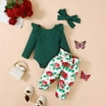 thumbnail image 2 of Baby Clothes for Girls Rvkxad Newborn Baby Girl Clothes Infant Outfits Ruffle Sleeve Romper Bodysuit Floral Pants Baby Girl Outfits Clothes, 2 of 7