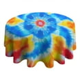 thumbnail image 4 of Colorful Rainbow Tie Dye Spiral Pattern Round Tablecloth 60"x60",Wrinkle Wipeable Table Cloth for Kitchen Dining Room Picnic Patio Party, 4 of 6