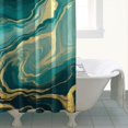 thumbnail image 4 of Teal Marble Gold Wave Pattern Shower Curtain 84"x72" ,Bathroom Decorative Shower Curtains Set with 12 Hooks,Modern Waterproof Washable Shower Curtain, 4 of 6
