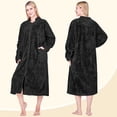 thumbnail image 3 of PAVILIA Womens Zip Up Robe, Sherpa Fleece Housecoat with Pockets, Fuzzy Warm Zipper House Coat for Women Elderly, Plush Soft Long Bathrobe Loungewear, Black (Large/X-Large), 3 of 10