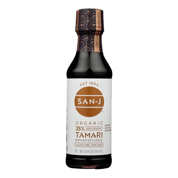 SAN J Organic Gluten-Free Tamari Soy Sauce, 10 OZ, Case of 6