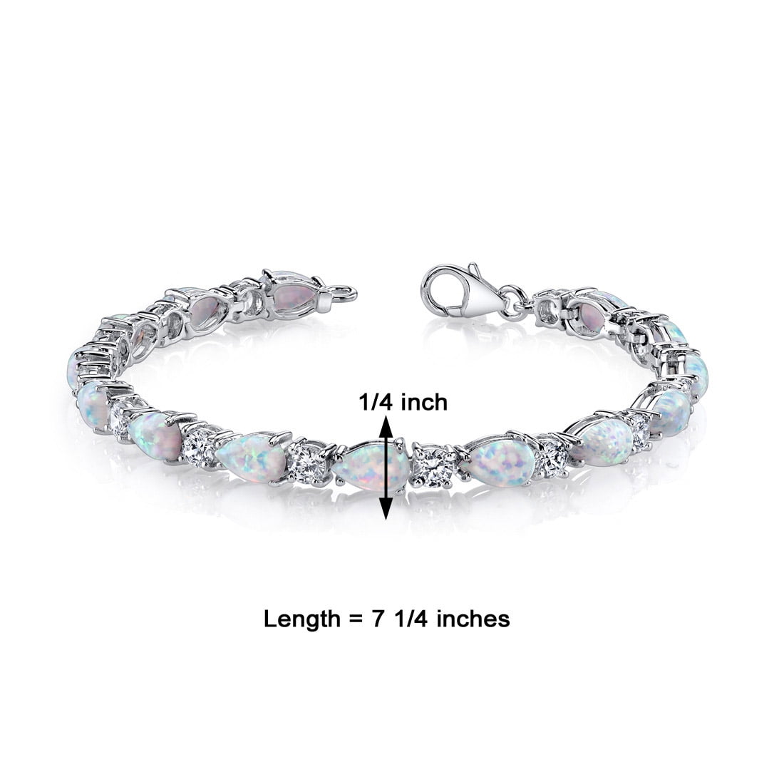 10 ct Pear Shape Created Opal Tennis Bracelet in Sterling Silver
