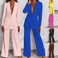 thumbnail image 3 of Women's 2023 Fall Two Piece Outfits Blazer Jacket and Wide Leg Pants Pockets Business Casual Office Suit Sets, 3 of 9
