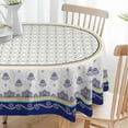 thumbnail image 2 of Oval Tablecloth - 60 x 84 Inch Blue Floral Rustic Tablecloth Classic French Country Printed Table Cover for Farmhouse Decoration, Suitable for Home, Kitchen, Indoor and Outdoor Dining Table, 2 of 6
