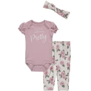 Bon Bebe Girls 0-9 Months Bodysuit Pant Set with Matching Headband (Lavender 6-9 Months)