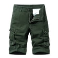 thumbnail image 2 of longantii Cargo Shorts for Men Regular Fit Knee Length Solid Shorts Comfortable Zipped with Multi Pockets Short Trousers Summer Hiking Cargo Shorts Army Green L, 2 of 4