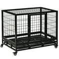 thumbnail image 2 of Barara King Dog House,Pet House,36" Heavy Duty Dog Crate with Removable Tray, Lockable Wheels and Double Door,Black, 2 of 11