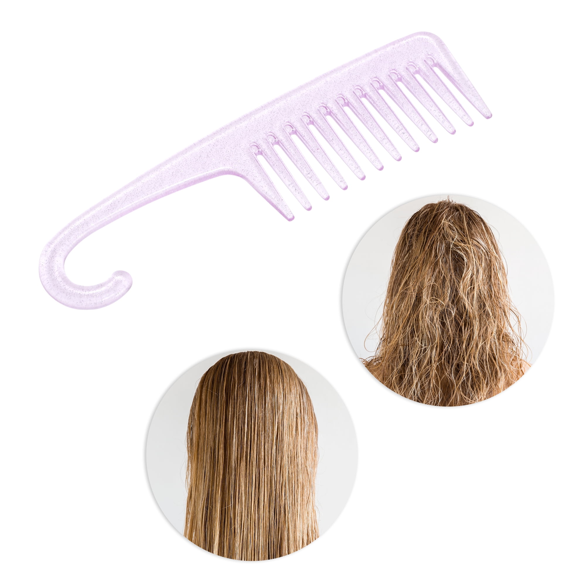 Unique Bargains 1 Pc Durable Large Curved Comb for Curly Hair All Hair Types Purple