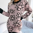 thumbnail image 4 of Azrian Plus Size Sweats for Womens,Women's Winter Casual Printed Long Sleeve Round Neck Knitted Dress S,Pink Deals Cheap on Sale, 4 of 6
