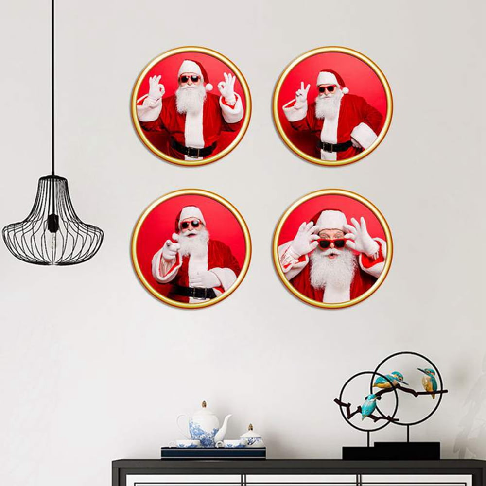 4 Sheets Christmas Wall Decals Removable Christmas Stickers Living Room