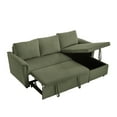 thumbnail image 5 of L-Shaped Corduroy Modular Sectional Couch with Chaise Lounge, Pull-Out Bed, Convertible Sleeper Sofa Bed with Storage for Living Room, Green, 5 of 7